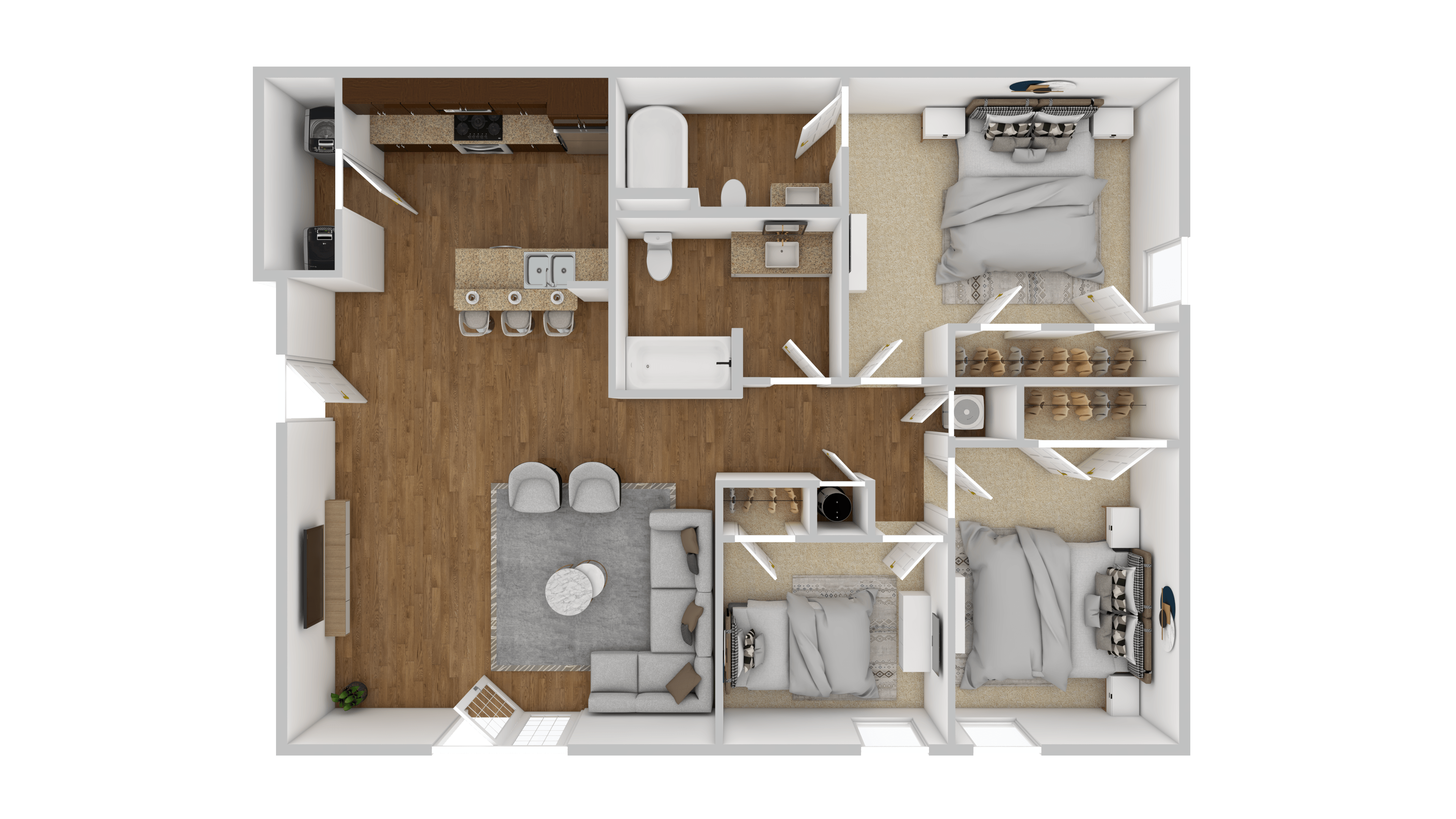 Floor plan for 3 beds, 2 baths, 1200 sqft